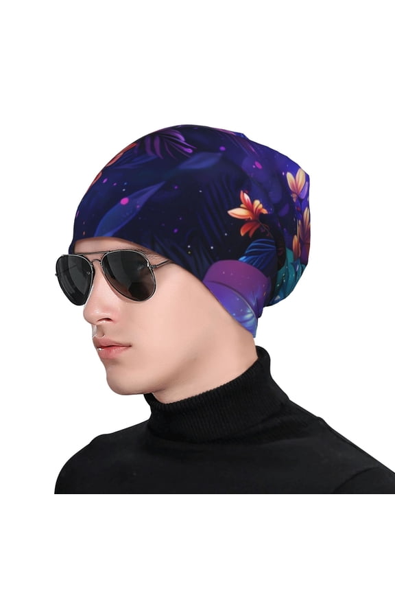 Magic Colorful Forest Leaves Soft Beanie Hat, Knit Beanie Daily Beanie in Fine Knit for Women Men Winter Travel, Outdoor