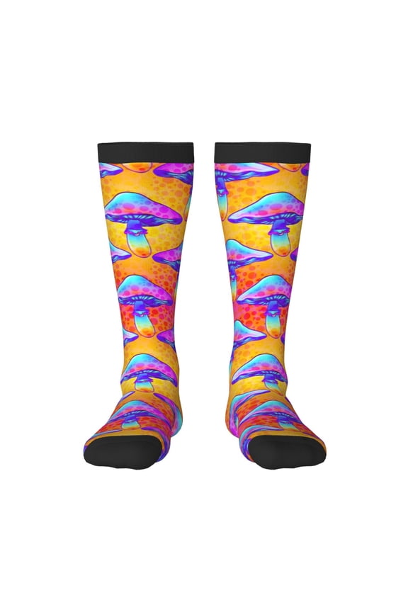 Magic Mushrooms Thigh High Socks Extra Long Stretchy Sock Women Over Knee High Opaque Stocking Daily Wear