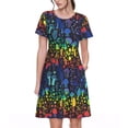thumbnail image 1 of Naloa Magical Mushrooms and Flowers Print Womens Summer A-Line Dress with Pockets,Short Sleeve Dresses,Flowy Beach Swing Dress for Vacation Travel, 1 of 6