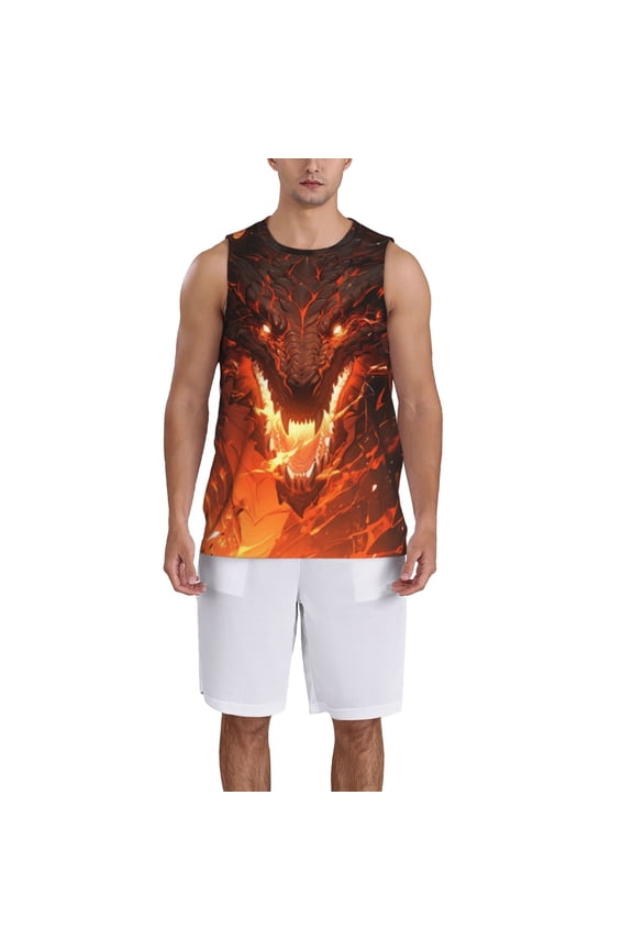 Magma Fire Black Dragon Basketball Jersey Reversible Men's Mesh Athletic Sports Shirts Training Practice S-4XLMedium