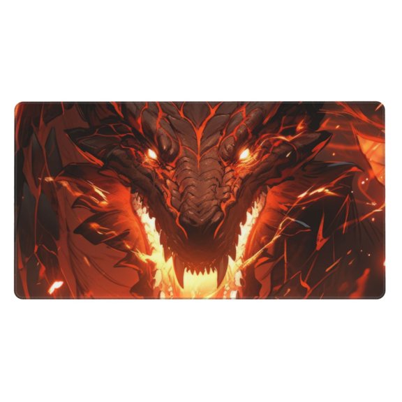 Naloa Magma Fire Black Dragon Gaming Mouse Pad Large Mouse Mat Long Extended Desk Pad Non-Slip Rubber Mice Pads Stitched Edges Thin Pad (16x29.5 Inch)