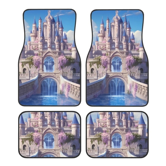 Naloa Majestic Fantasy Castle Car Foot Mat Set of 4 Pieces - Universal Floor Liner Neoprene Full Set Floor Mats for Cars Trucks SUV