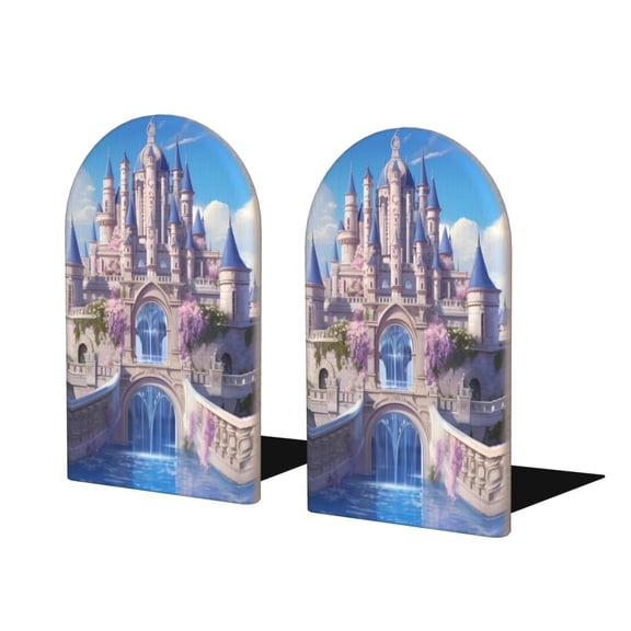 Naloa Majestic Fantasy Castle Wood Non-Skid Bookend for Shelves,Book Ends for Heavy Books, Book Stand for CDs,1 Pair