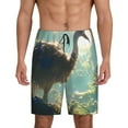 thumbnail image 1 of Naloa Majestic Ostrich In Forest Men's Short Pajama Pants, Pj Shorts, Lounge Comfort Shorts-4X-Large, 1 of 6