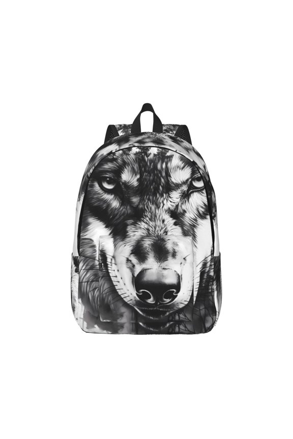 Majestic Wolf Landscape Canvas Backpack for Men Women Rucksack Casual Travel Daypack College Tote Satchel Bookbag for Teens-Medium