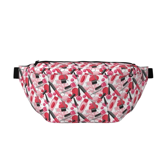 Naloa Makeup Print Running Belts for Men Women,Running Fanny Pack with 2-Zipper Pockets,Waterproof Waist Pack for Travel Hiking Running Outdoor Sports