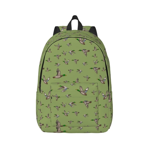 Naloa Mallard Duck Canvas Backpack for Men Women Rucksack Casual Travel Daypack College Tote Satchel Bookbag for Teens-Small