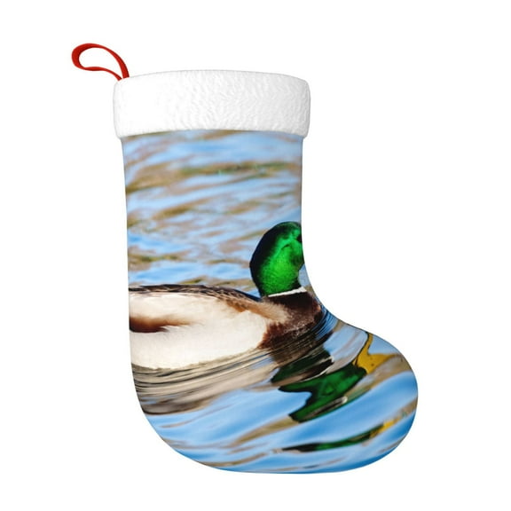 Naloa Mallard Duck Swimming In A River Christmas Stockings Decorations, Xmas Ornaments, DIY Personalized Farmhouse Decor for Home Family Party Tree