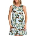 thumbnail image 1 of Naloa Mallard Ducks And Roses Print Women's Summer Spring Casual Beach Sundress,Vacation Sleeveless Tank Crewneck Loose Dresses, 1 of 7