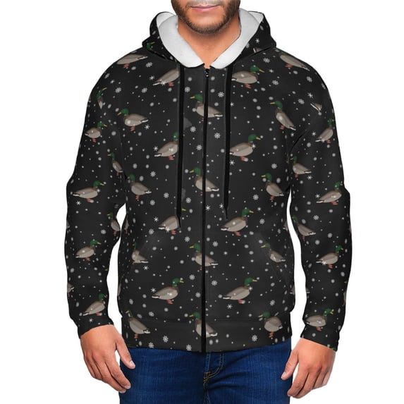 Naloa Mallards And Snowflakes Men’s Hoodies, Zip up Hoodie, Sweatshirts,Hoodies for Men Sizes S-3XL-XX-Large