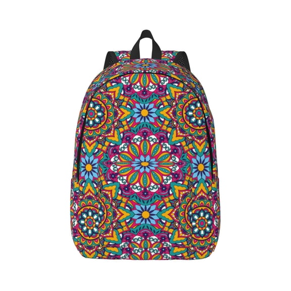 Naloa Mandala Canvas Backpack for Men Women Rucksack Casual Travel Daypack College Tote Satchel Bookbag for Teens-Medium