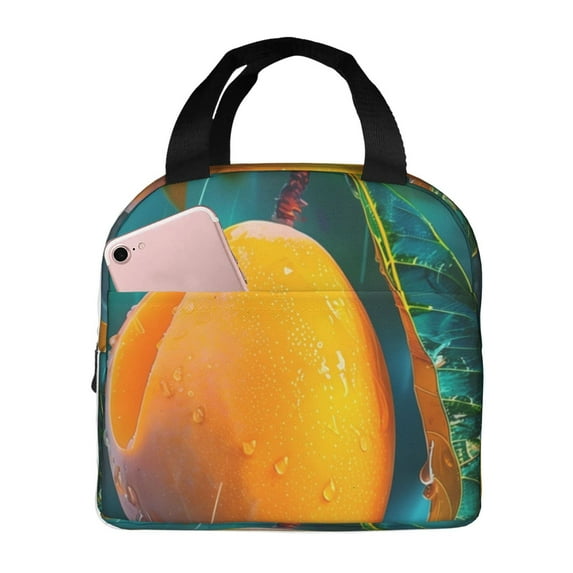 Naloa Mango In The Rain Print Lunch Box for Women Men,Insulated Lunch Bag,Lunchbox,Thermal Leakproof Cooler,Reusable Lunch Tote Bag for Work School Travel Picnic