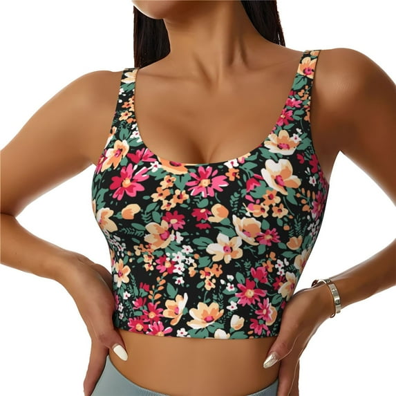Naloa Many Kind Of Flowers Sports Bras for Women,Sports Bras for Women High Support with Removable Pads-Medium