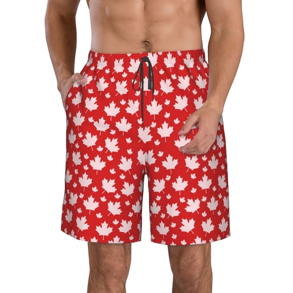 Naloa Maple Leaves Men's Beach Shorts, Surfing shorts, Swim trunks, Quick Dry Swim Trunks for Surfing Beach Fun - Large