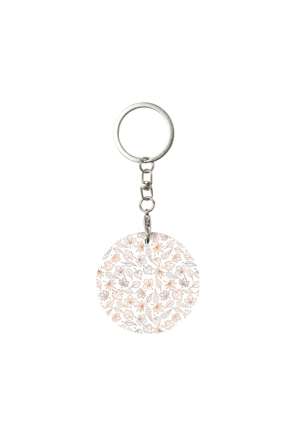 Maple Leaves Print Round Keychain Keychain Key Ring, Key Tag, Key Chain Bulk for Gift Accessories (Round)