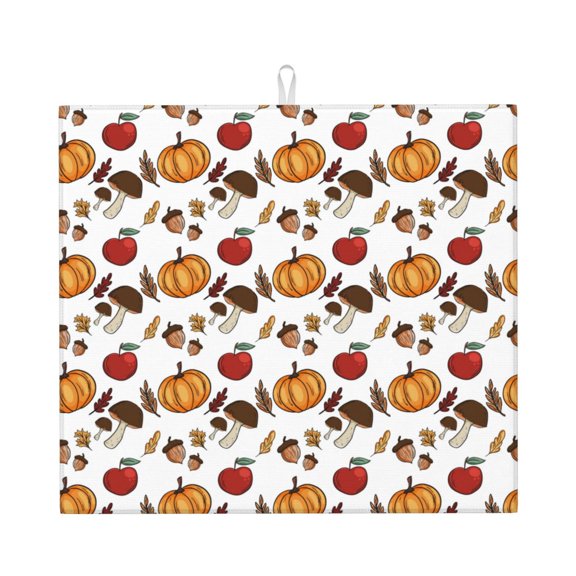 Naloa Maple leaf nut Mushroom Dish Drying Mat for Kitchen Counter, Heat Resistant Drainer Mats, Absorbent Draining Mat,Dish Rack Pad,16"x18"
