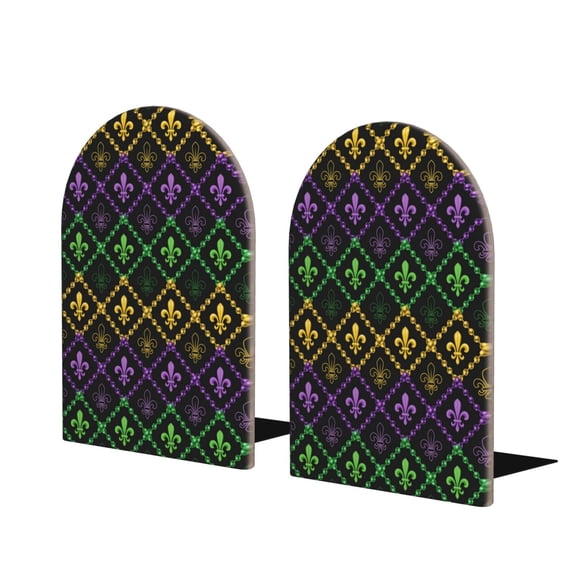 Naloa Mardi Gra Geometric 2 Pcs Bookend Large Capacity Office Book Ends for Home Office Library School Study Decoration