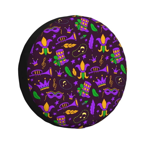 Naloa Mardi Gra2 PVC Leather Spare Tire Wheel Cover for Car Truck SUV Camper Trailer Universal Fit many size16 inch