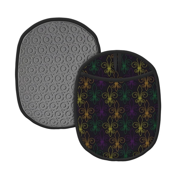Naloa Mardi Gras Carnival Silicone Pot Holders, Oven Mitts Heat Resistant Hot Pads, Non Slip Pot Holder for Kitchen Baking and Cooking 9.4 x 7.5 Inches