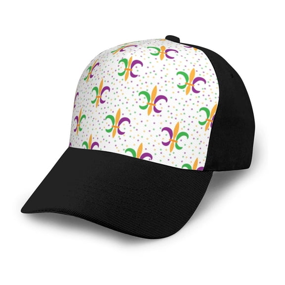 Naloa Mardi Gras Carnival1 Adult adjustable Print Baseball Hat, Patchwork curved brim baseball capfor Men and Women, One Size