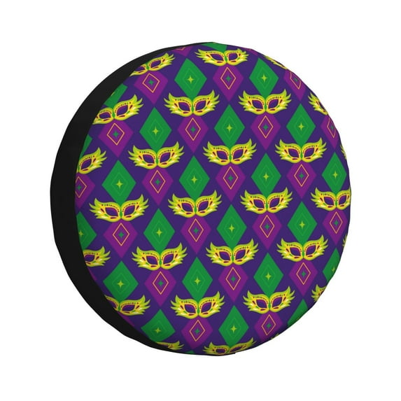 Naloa Mardi Gras Carnival3 PVC Leather Spare Tire Wheel Cover for Car Truck SUV Camper Trailer Universal Fit many size17 inch