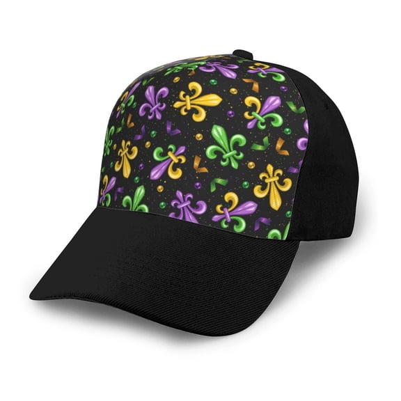 Naloa Mardi Gras Carnival4 Adult adjustable Print Baseball Hat, Patchwork curved brim baseball capfor Men and Women, One Size