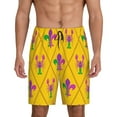 thumbnail image 1 of Naloa Mardi Gras Crayfish and Fleur de lis Men's Short Pajama Pants, Lounge Comfort Shorts with Elasticized Waistband and Side Pockets - 4X-Large, 1 of 9