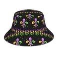 thumbnail image 1 of Naloa Mardi Gras Fleur de Lis Reflective Double-Sided Bucket Hat, Sun Hat, Soft and Breathable for Gardening, Beaching, Camping, Hiking, Fishing, 1 of 9