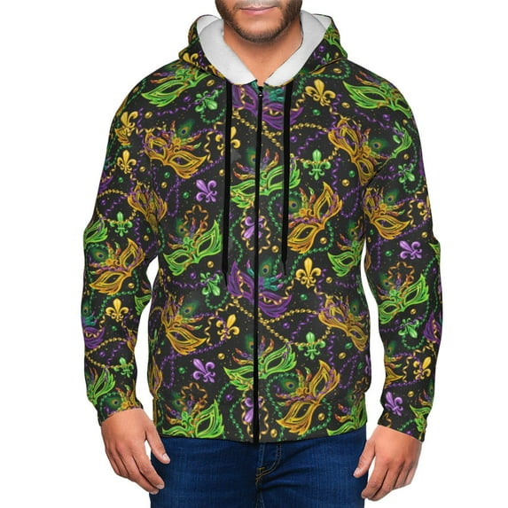 Naloa Mardi Gras Surface Men’s Hoodies, Zip up Hoodie, Sweatshirts,Hoodies for Men Sizes S-3XL-Small
