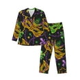 thumbnail image 1 of Naloa Mardi Gras Surface Men’s Pajamas Set - Long Sleeve Button Down Sleep Shirt and Pajama Bottoms Sleepwear Set-X-Large, 1 of 7