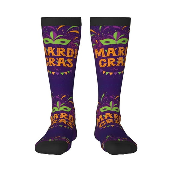 Naloa Mardi Gras2 Thigh High Socks Extra Long Stretchy Sock Women Over Knee High Opaque Stocking Daily Wear