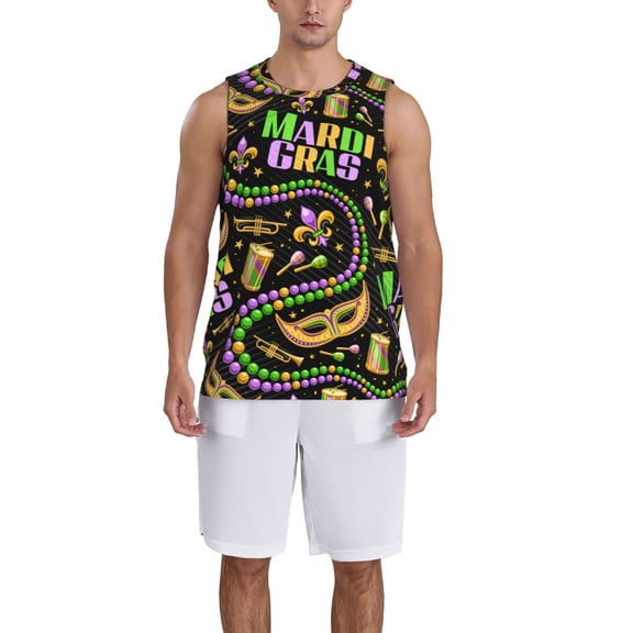 Naloa Mardi Gras3 Basketball Jersey Reversible Men's Mesh Athletic Sports Shirts Training Practice S-4XLSmall