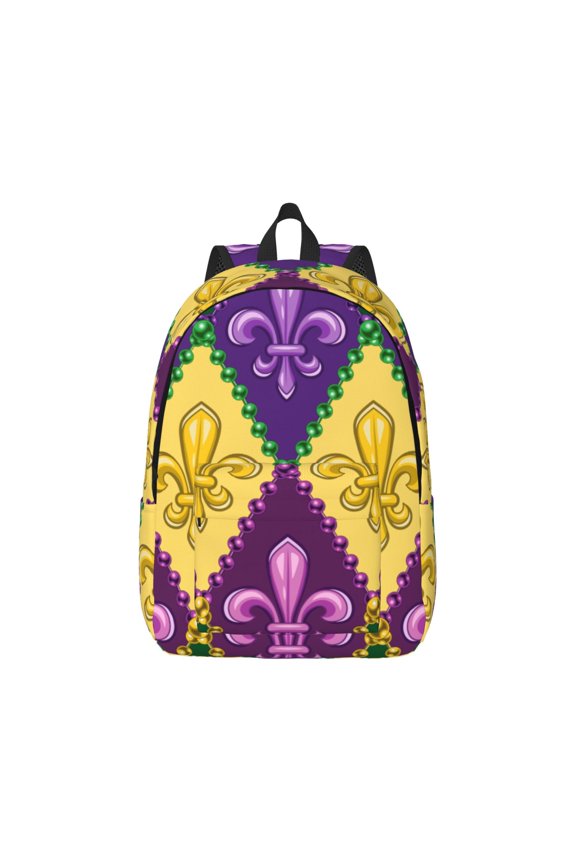 Mardi Gras4 Canvas Backpack for Men Women Rucksack Casual Travel Daypack College Tote Satchel Bookbag for Teens-Small