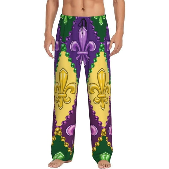 Naloa Mardi Gras4 Pajama Pants Men, PJ Bottoms, Sleep & Lounge Pants-XX-Large