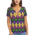 thumbnail image 1 of Naloa Mardi Gras4 Print T-Shirts Short Sleeve V Neck Tees for Women Fashion Tops Trendy Lightweight Soft Casual Summer Outfits Clothes, 1 of 5