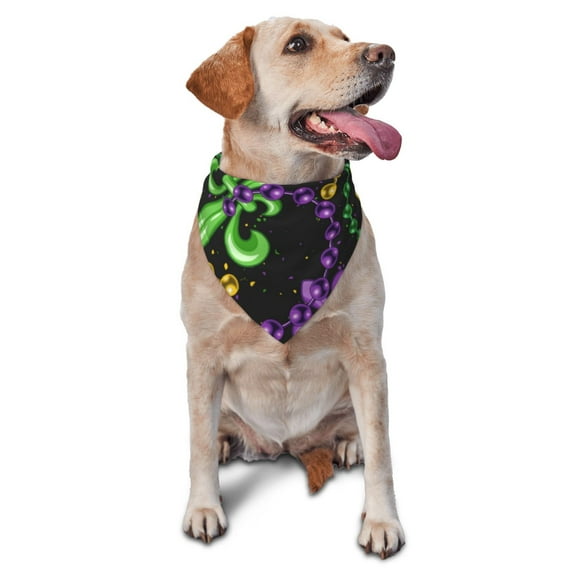 Naloa Mardi Gras6 Dog Bandanas 1PC Washable Triangle Dog Scarfs Premium Durable Fabric, for Small Medium Large Dogs and Cats