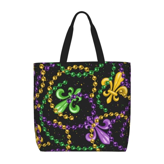 Naloa Mardi Gras6 Tote Bag for Women, Foldable Tote Bag With Zipper, Large Shoulder Bag, Top Handle Handbag for Travel, Work, Shopping