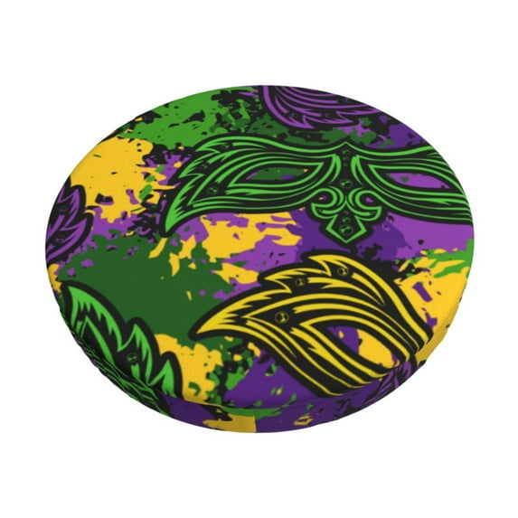 Naloa Mardi Gras7 Round Bar Stool Cushion Cover 12-14 inch, Fits Kitchen, Office, Restaurant Chairs - 12 inch
