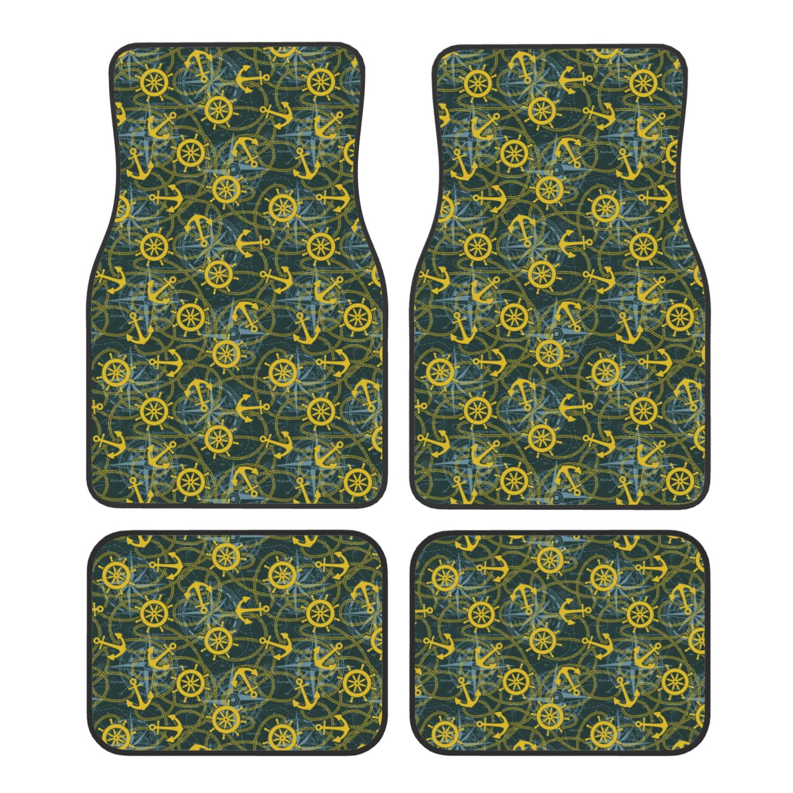 Naloa Marine Anchors And Compass Car Foot Mat Set of 4 Pieces