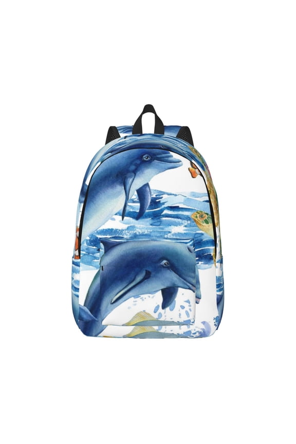 Marine Animals Canvas Backpack for Men Women Rucksack Casual Travel Daypack College Tote Satchel Bookbag for Teens-Small