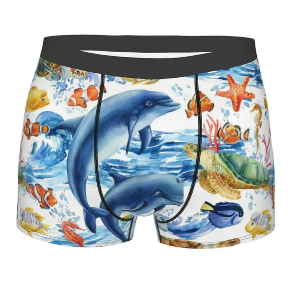 Naloa Marine Animals Print Mens Underwear - Boxers for Men, Classic Briefs for Men
