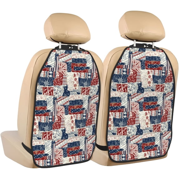 Naloa Marine Sailing 2Pcs Anti-Kick Back Seat Cover Kick Mat, Car Seat Protector with 3 Storage Pockets