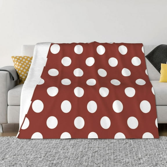 Naloa Maroon And White Polka Dot Flannel Fleece Throw Blanket for Bed Couch, Thick Blanket - All Seasons Suitable for Women, Men and Kids-40"x30"