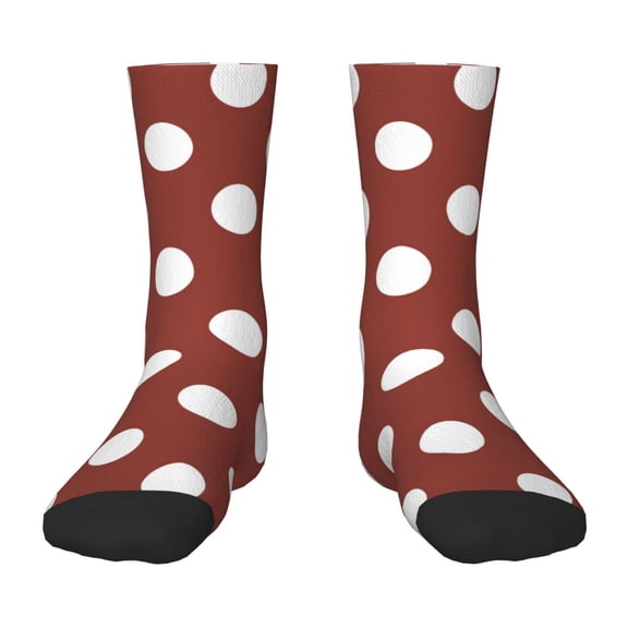 Naloa Maroon And White Polka Dot Kids Socks Unisex Kids and Toddlers' Crew Socks, ,1 Pairs