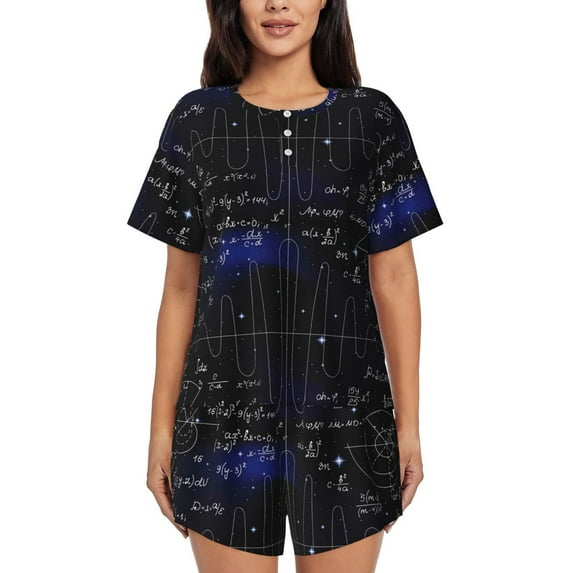 Naloa Mathematica Science Women's Short-Sleeved Pajama Set, Loungewear, Summer pajamas, Breathable Cozy - 3X-Large