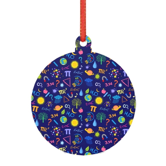 Naloa Mathematics And Chemistry Acrylic Santa Tree Decorations Christmas Hanging Pendant for Christmas Winter New Year Party Hanging Decorations-Round Shape