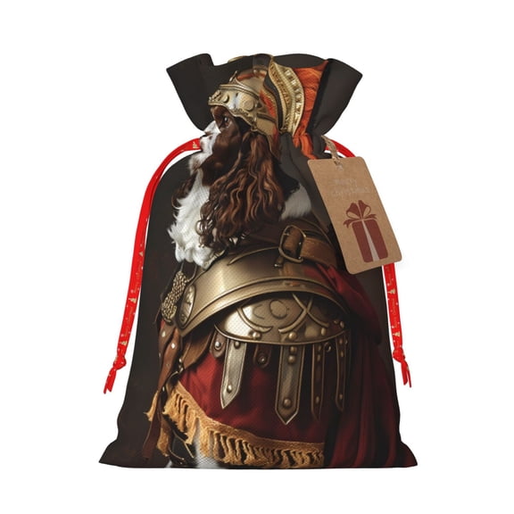 Naloa Medieval Knight Dog Drawstring Christmas Bags, 3D Xmas Gift Bags, Christmas Wrapping Bags, Xmas Goodie Bags, Treat Pouch Bags, Party Favor Bags-