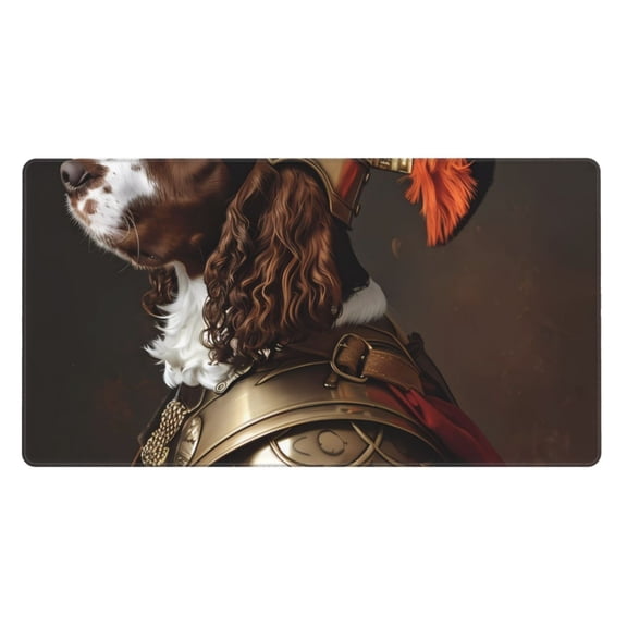 Naloa Medieval Knight Dog Gaming Mouse Pad Large Mouse Mat Long Extended Desk Pad Non-Slip Rubber Mice Pads Stitched Edges Thin Pad (16x29.5 Inch)
