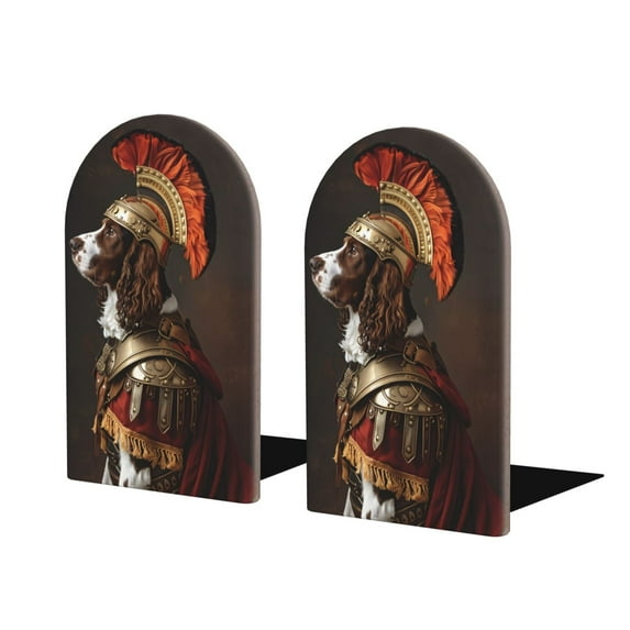 Naloa Medieval Knight Dog Wood Non-Skid Bookend for Shelves,Book Ends for Heavy Books, Book Stand for CDs,1 Pair
