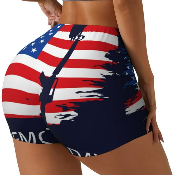 Naloa Memorial Day Biker Shorts for Women Seamless Scrunch Short Women’s Yoga Shorts for Gym Running Sport Shorts-XX-Large